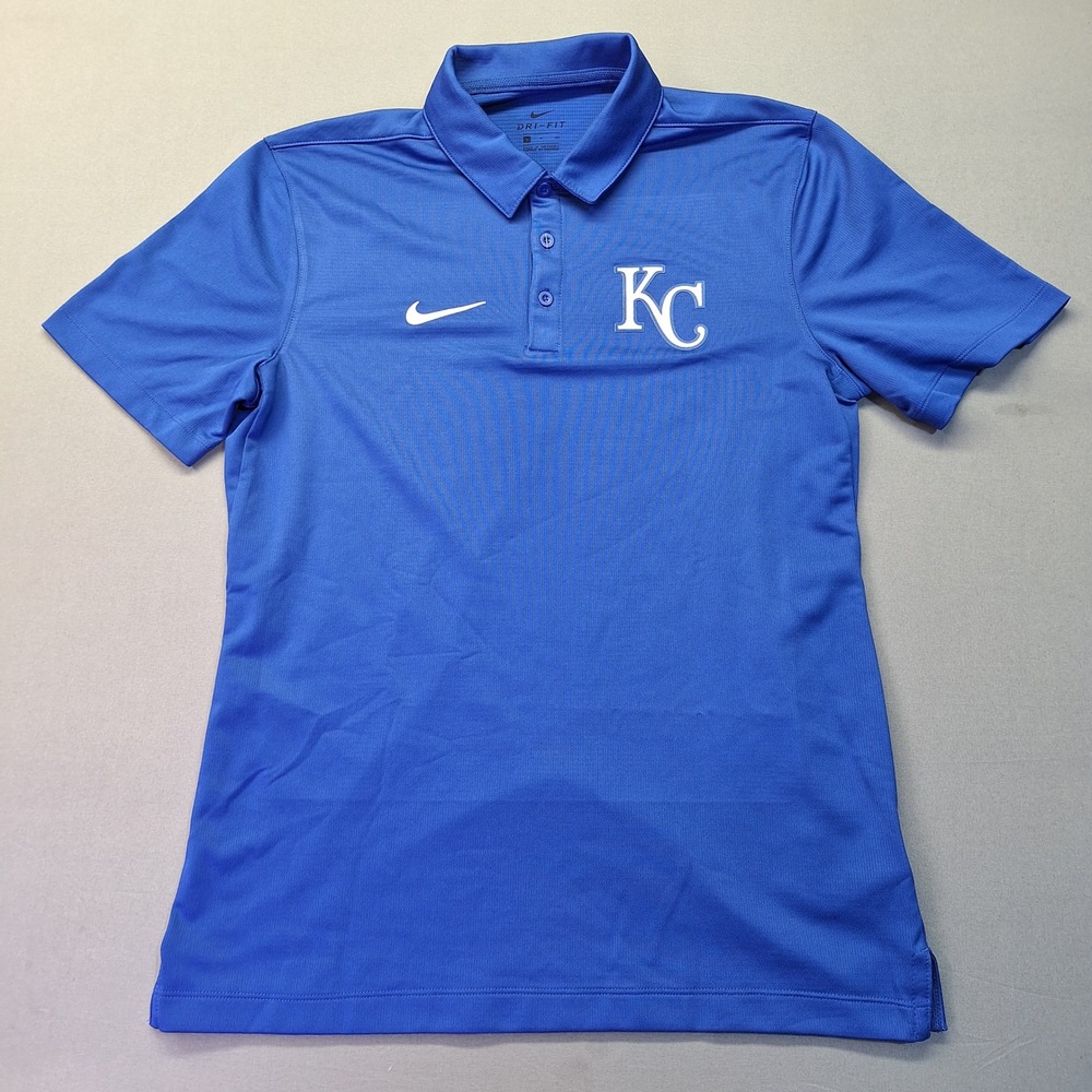 Nike Kansas City Royals Mens Small Dri-FIT Polo Shirt Blue Short Sleeve NKNB-4EW